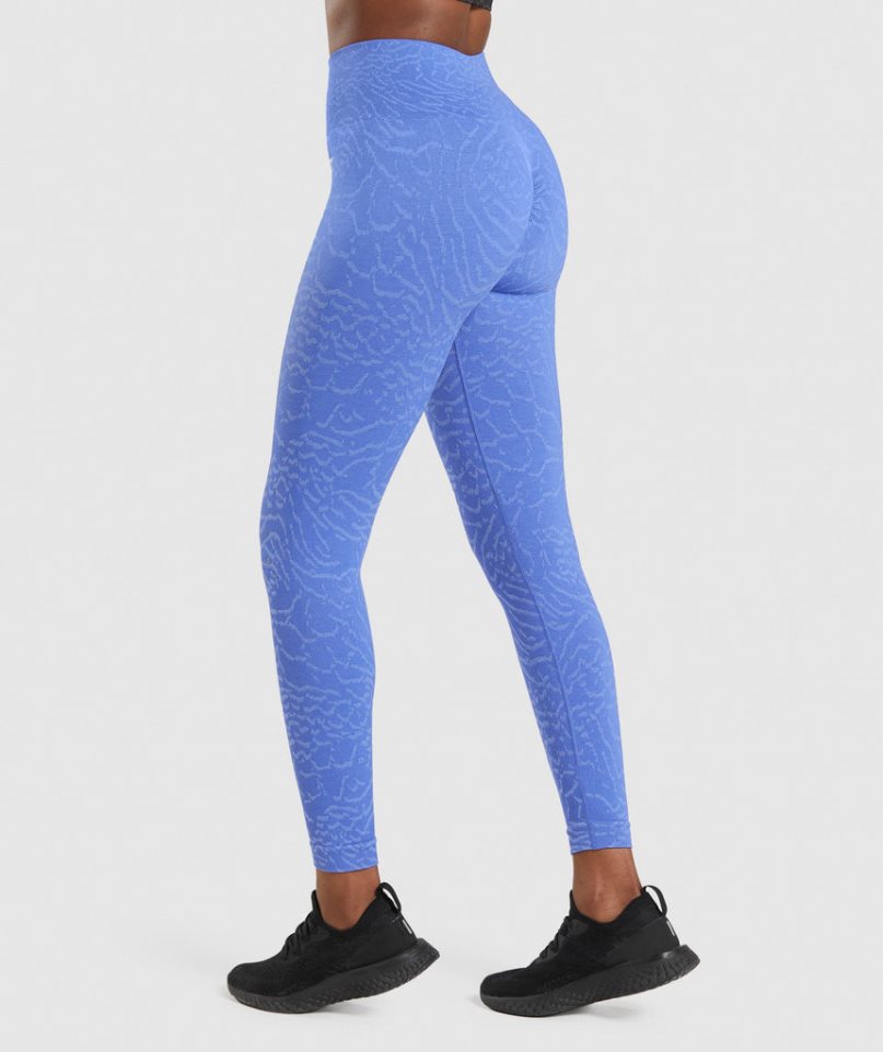 Women's Gymshark Adapt Animal Seamless Leggings Blue | CA 6NA713